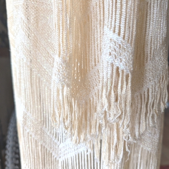 Vintage Lillie Rubin Gold Metallic Fringe Open Front Duster Size Medium - Picture 6 of 11